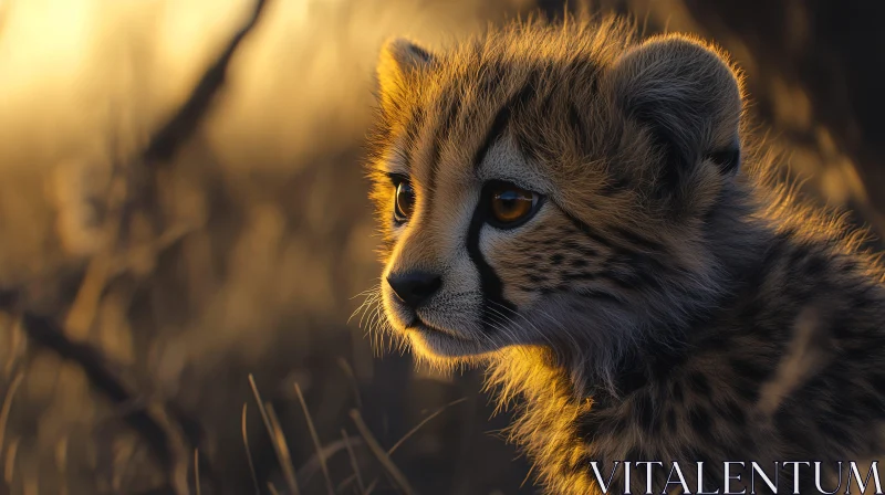 Golden Hour Cheetah Cub AI Image