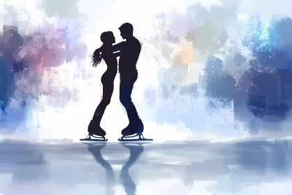 Enchanting Ice Skating Silhouette Artwork AI Generated Picture