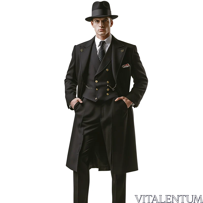 Man in Classic Gangster Outfit AI Image