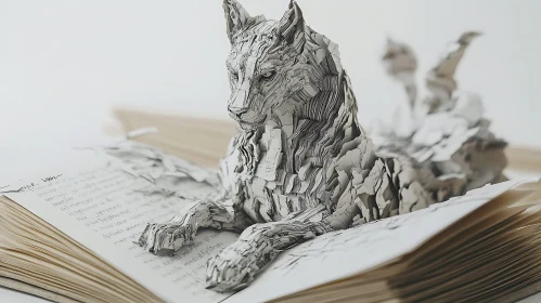 Intricate Paper Wolf Art