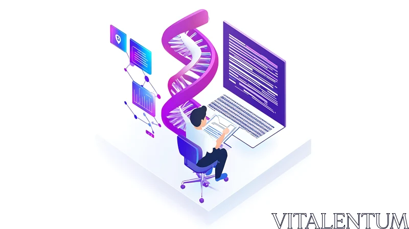 Isometric DNA Data Analysis AI Image