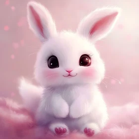 Charming White Bunny with Pink Accents