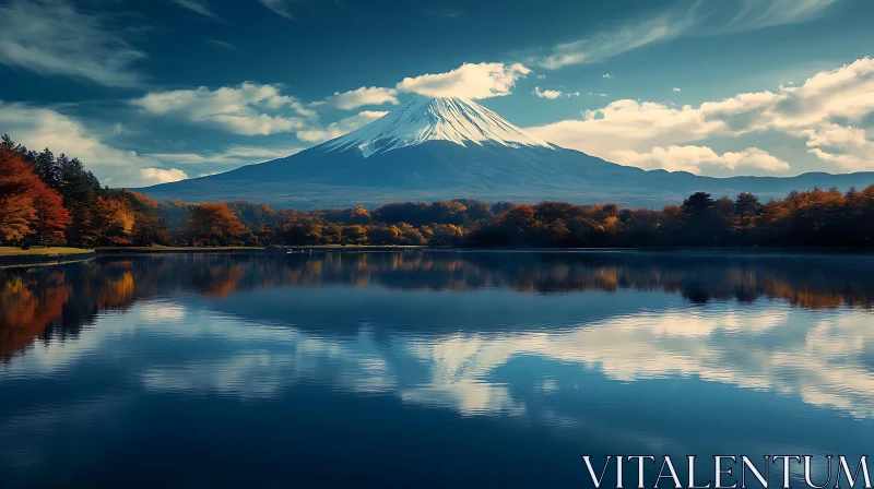 Autumnal Mountain Lake Scene AI Image