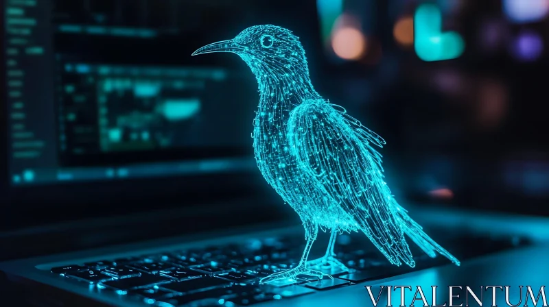 Glowing Bird on Tech Device AI Image