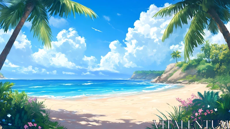 AI ART Seaside Paradise: A Tranquil Beach Escape