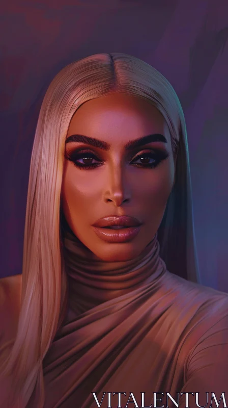 AI ART Elegant Kim Kardashian Portrait