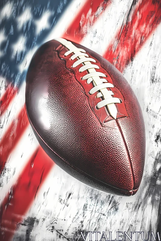 American Football Against U.S. Flag Backdrop AI Image