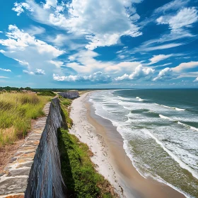 Coastal Seascape with Stone Wall