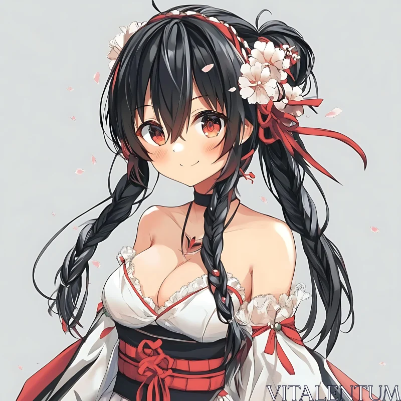 Beautiful Anime Girl in Traditional Outfit AI Image