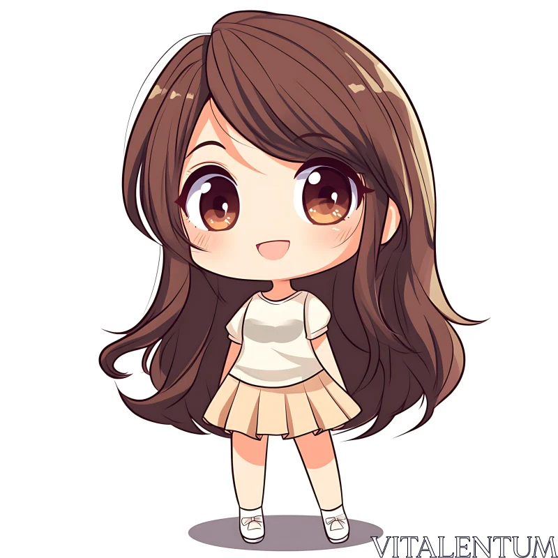 Cute Chibi Style Anime Girl Illustration AI Image