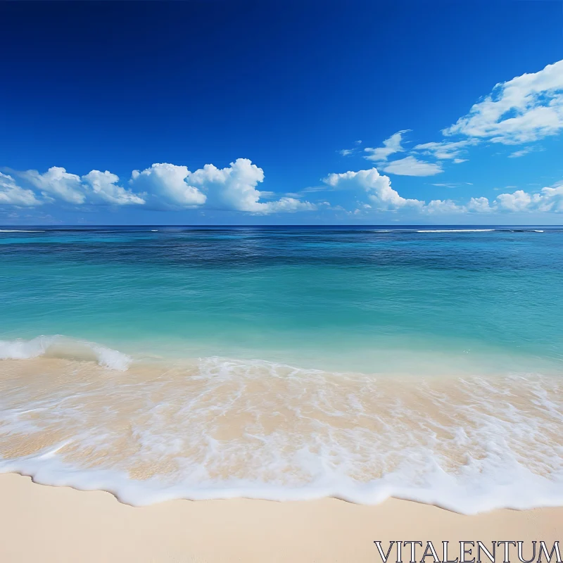 AI ART Seascape with Azure Sky and Sandy Beach