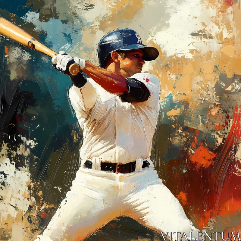 AI ART Dynamic Baseball Art: Player Mid-Swing