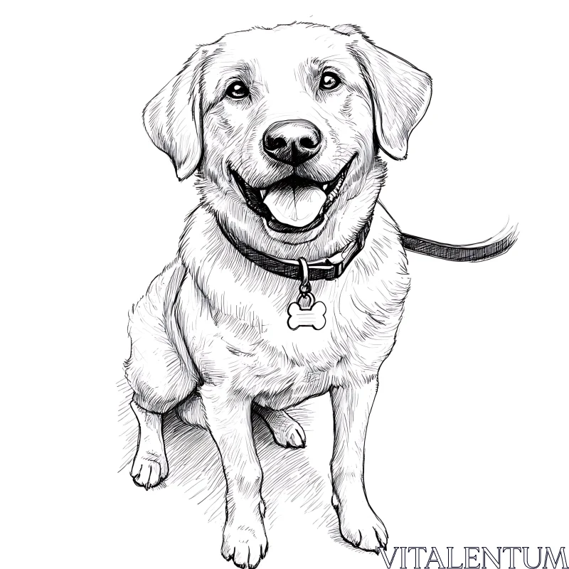 Illustrated Portrait of a Joyful Dog AI Image