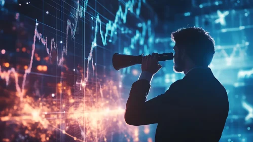 Man with Spyglass Analyzing Market Trends