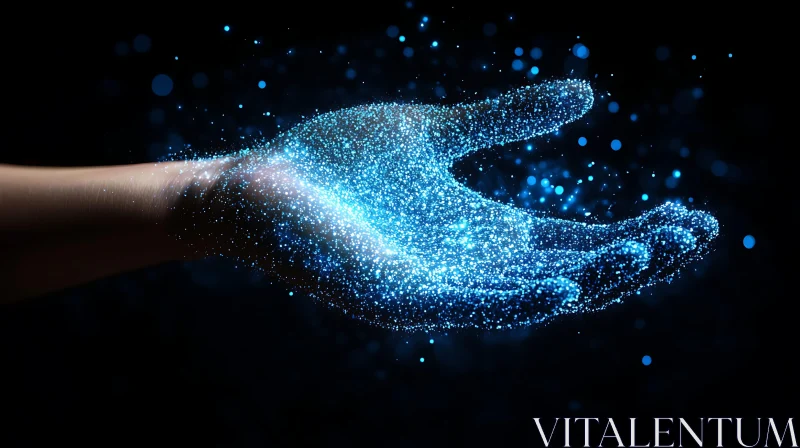 Glowing Particle Hand Abstract AI Image