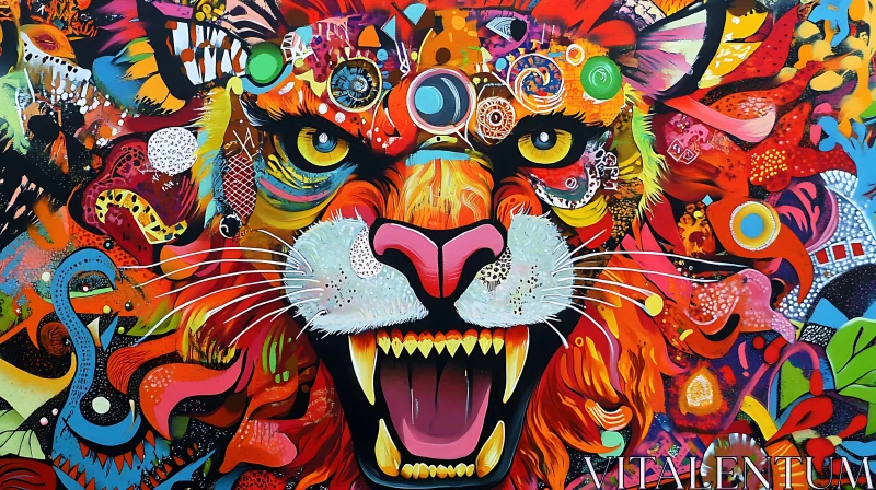 Abstract Lion Graffiti Art Painting AI Image