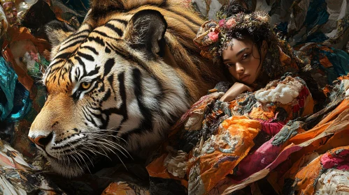 Portrait of Woman with Tiger