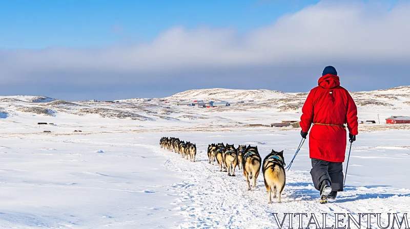 Winter Sledding Adventure with Huskies AI Image