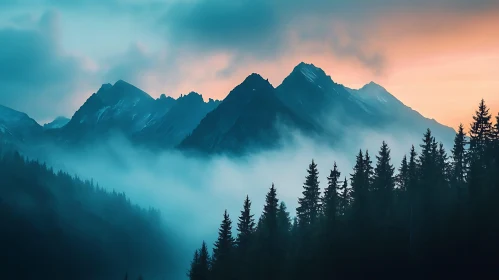 Foggy Peaks and Forest View