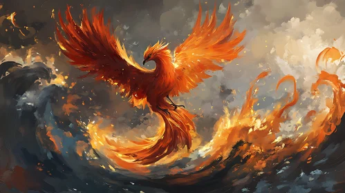Fiery Phoenix Illustration