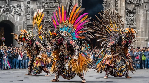 Elaborate Feather Costume Dance Performance