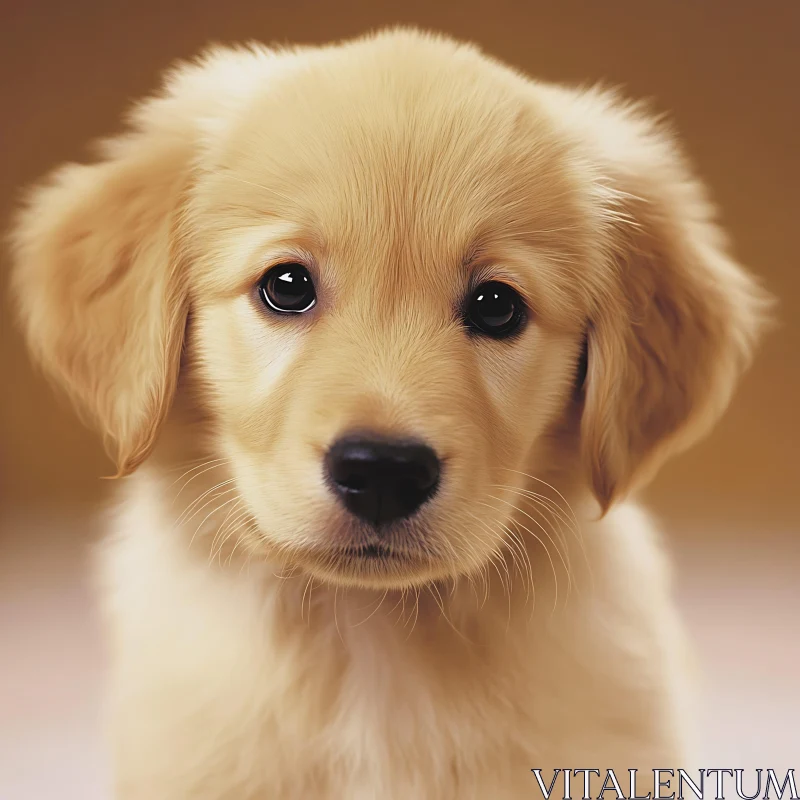 Cute Golden Retriever Puppy Portrait AI Image