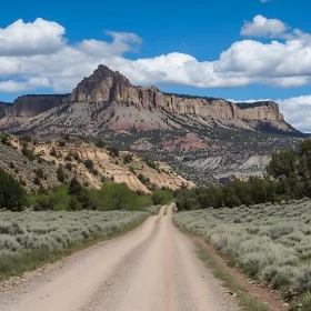 Mountain Road Under Cloudy Sky