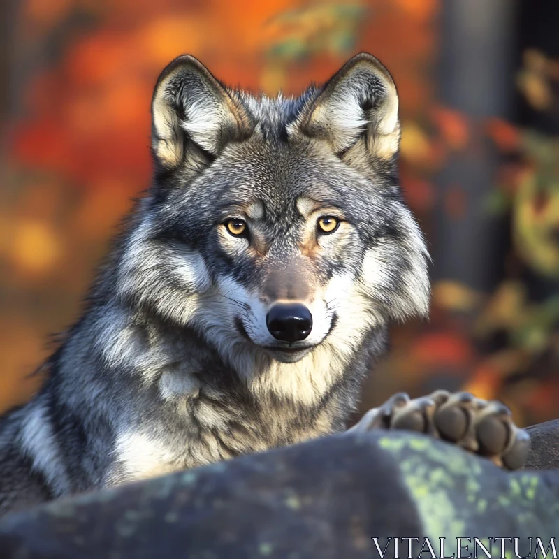 Wolf in Autumnal Splendor AI Image