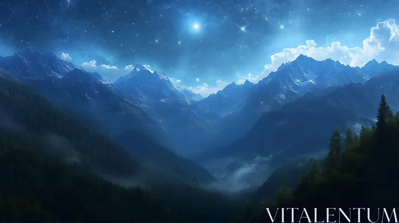 Mountains at Night AI Image