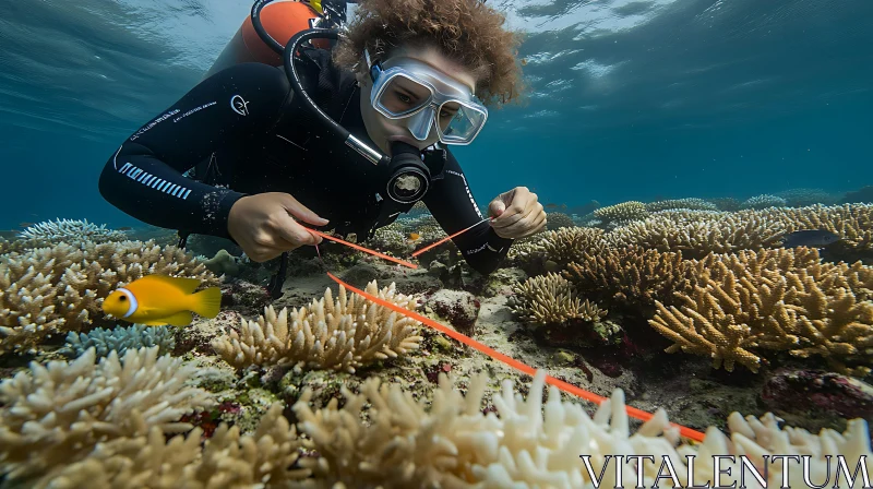 AI ART Underwater Scuba Diver and Coral Reef