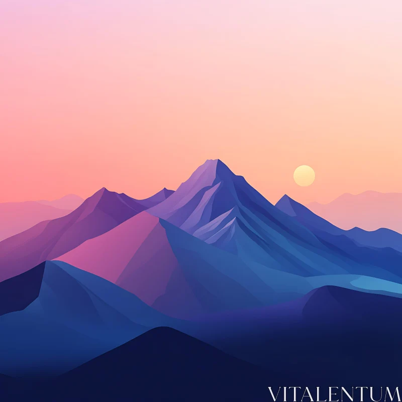 AI ART Tranquil Mountain Range at Sunset