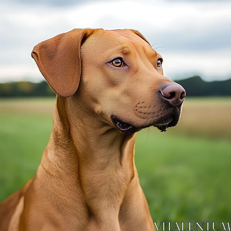 Attentive Brown Dog in Field AI Image