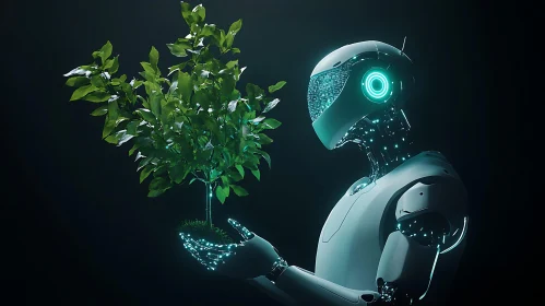 Robot Holding Tree: Future and Nature