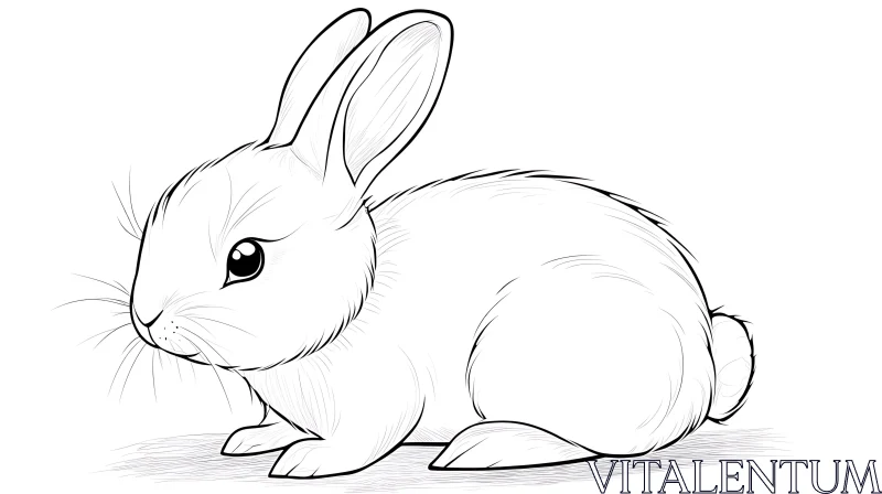 Monochrome Bunny Illustration AI Image