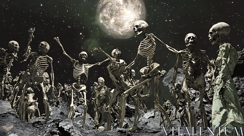 Moonlit Skeleton Dance AI Image