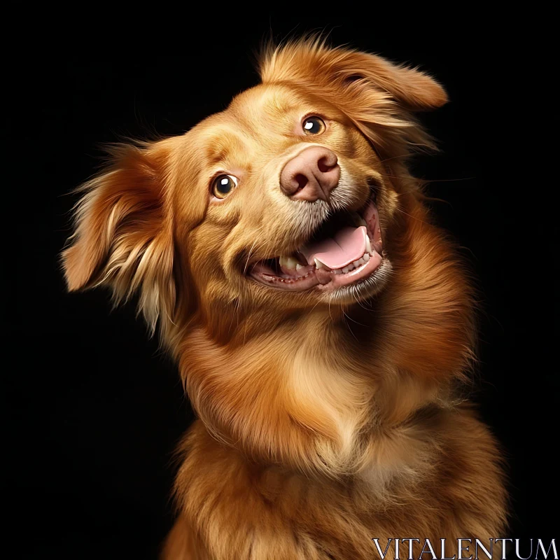 Happy Dog with Golden Fur in Studio Setting AI Image