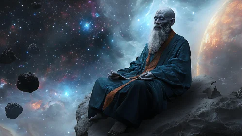 Elder Meditating Among the Stars