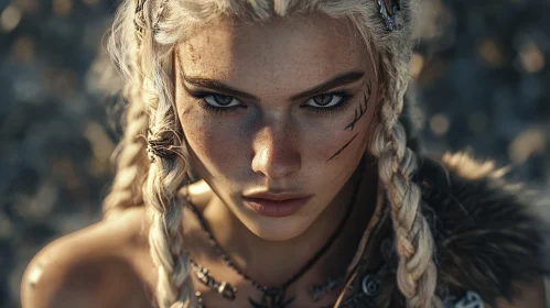 Intense Gaze of a Warrior Woman