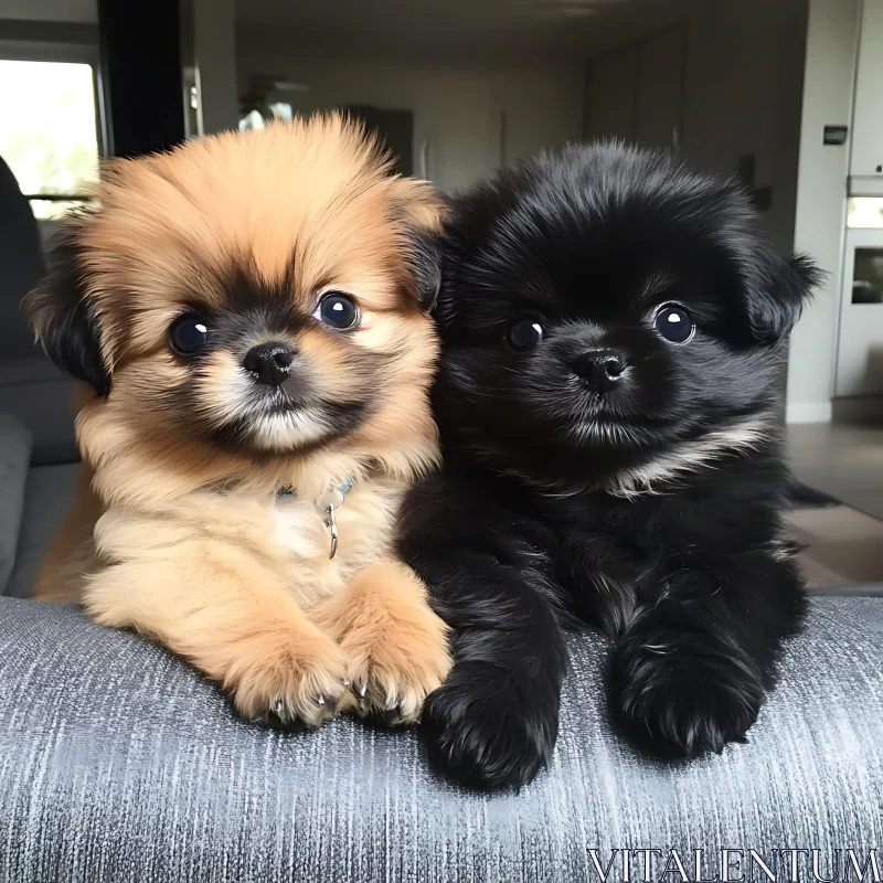 Cute Fluffy Puppies AI Image