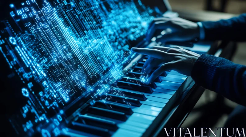 Futuristic Piano Performance AI Image