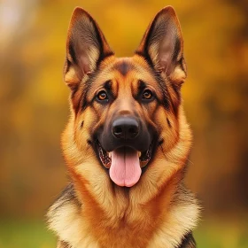 Portrait of German Shepherd in Autumn