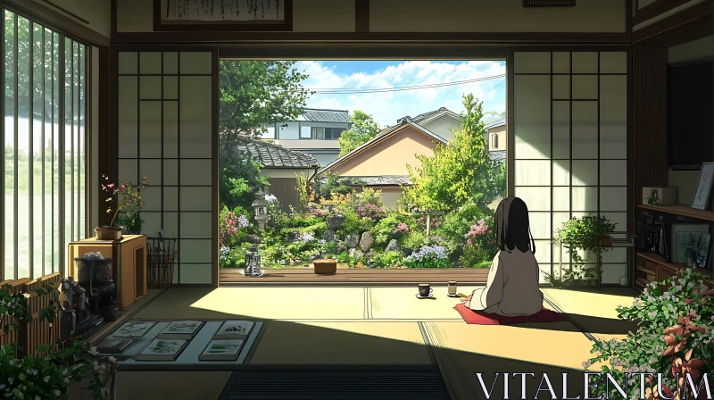 Peaceful Interior of a Traditional Japanese House AI Image