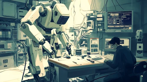 Laboratory Scene with Robot Assistant