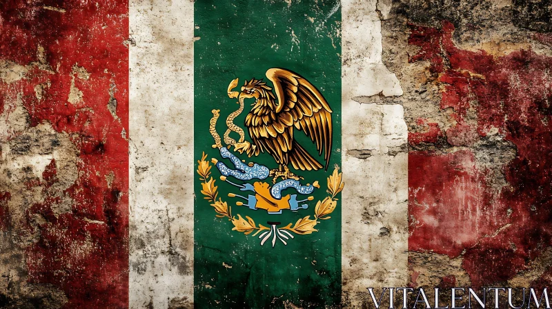 AI ART Vintage Mexican Flag Texture