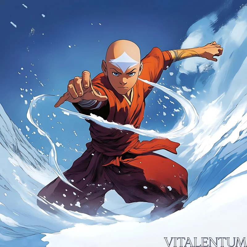 AI ART Waterbending Monk in Action