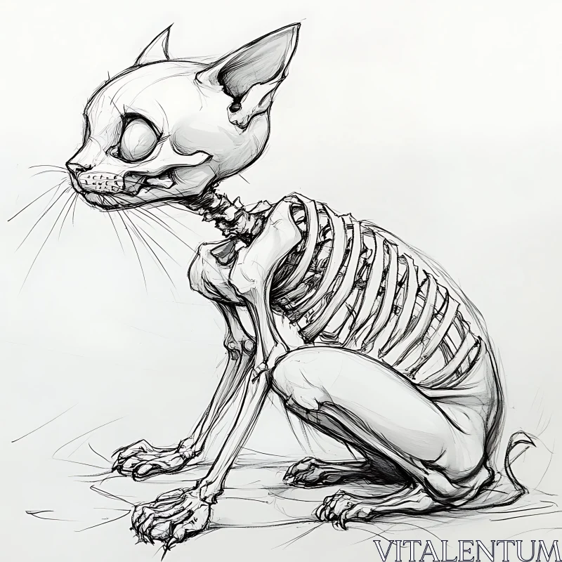 Anatomical Feline Skeleton Art AI Image
