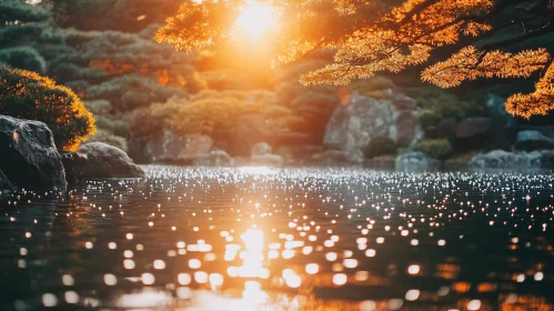 Sunset Serenity on Calm Lake