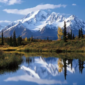 Snowy Mountain Reflected in Lake