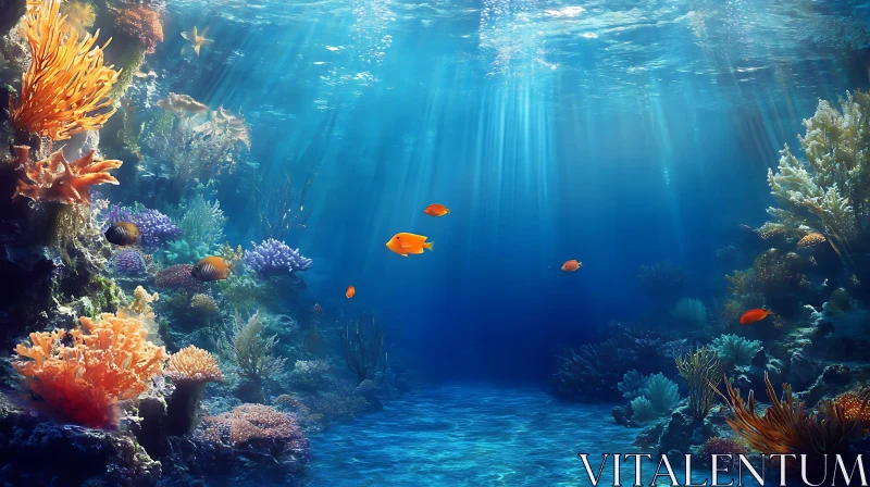 AI ART Tranquil Ocean Scene with Coral and Fish