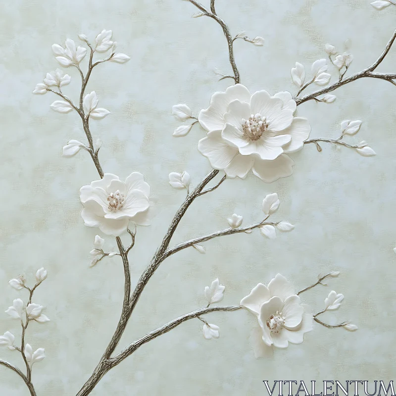 White Blooms on a Flowering Branch AI Image